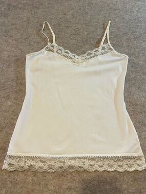 Vintage Y2K Express Lace Trim Camisole Tank Top Womens M Cream Coquette Fairy